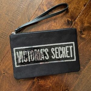 NEW Victoria’s Secret black wristlet with silver sequin details